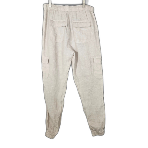 Nicloe Miller Linen Cargo Joggers Size Large European Flax Pull On Pants - Picture 2 of 6